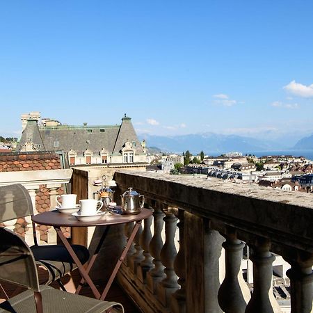 Lausanne Palace Екстериор снимка View from the balcony of a suite at the Hotel de l'Europe